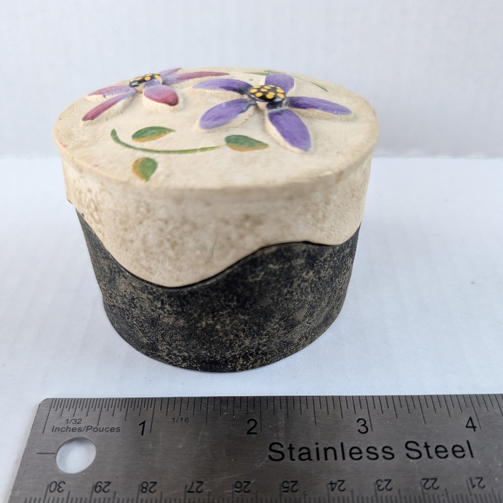 Floral Trinket Box with Purple Flowers